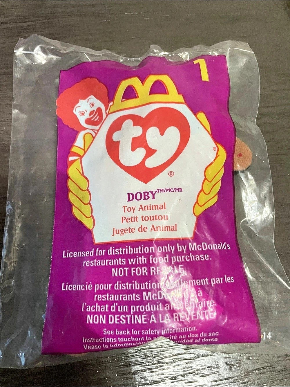 McDonald’s Happy Meal TY Doby the Doberman Teenie Beanie Baby Plush Toy 1998